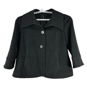 Jason Kole Womens Wool Blend Peacoat 1X Black Button Down Mid-Length Jacket